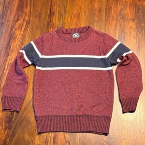 Burgundy and Navy Striped Sweater, boys size S